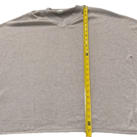 Ecru Women’s Fringe Poncho Sweater Knit V-Neck Taupe Beige Boho Cozy Wrap - Picture 7 of 11